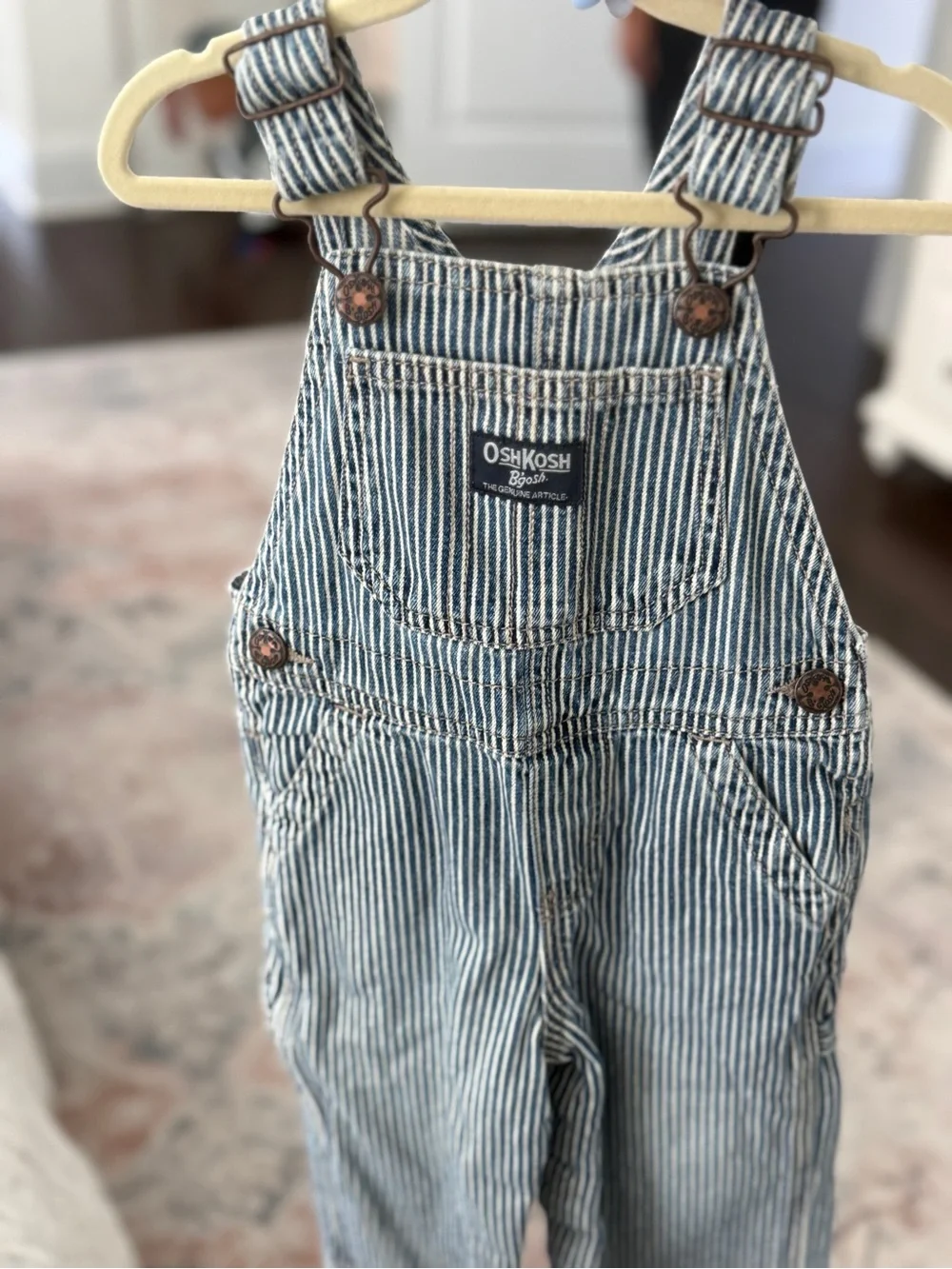 OshKosh B'gosh Navy and White Striped Kids/ toddler Overalls